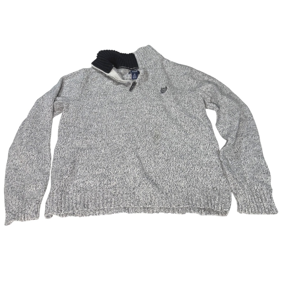 Chaps boys‎ Grey Speckled Knit 1/4 Zip Mock Neck Sweater Size M